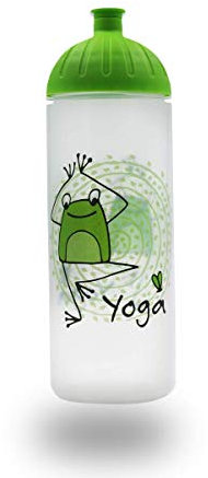 ISYbe Original Marken-Trink-Flasche für Kinder und Erwachsene, 700 ml, BPA-frei, Yogafrosch-Motiv, geeignet für Schule-Reisen-Sport & Outdoor, Auslaufsicher auch mit Kohlensäure, Spülmaschine-fest