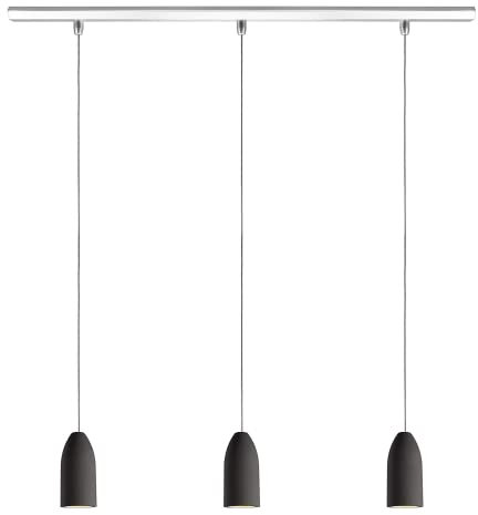 Buchenbusch urban design 3er Pendelleuchte Esstisch dark edition, Beton Deckenlampe mit Textilkabel Silber, Küchenlampe hängend