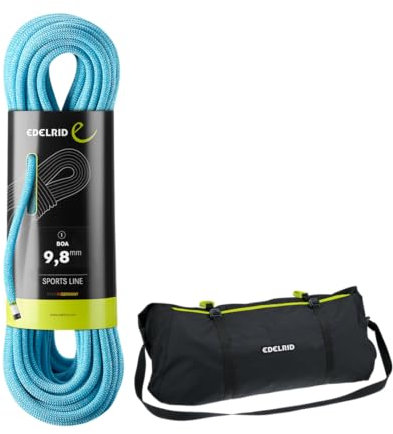 EDELRID Corda da Arrampicata Boa 9.8 con Sacca portacorda, Blue, 60m