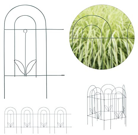 Relaxdays Bordure Potager, clôture Jardin 5 éléments, en métal, à Planter dans Le Sol, H x L : 62 x 244 cm, Vert
