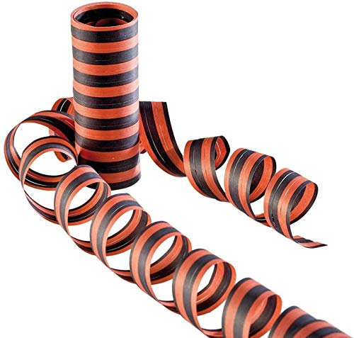 Carpeta 72 Luftschlangen * Halloween * als Deko für Party und Geburtstag | 4 Rollen in Schwarz-Orange | Motto Mottoparty