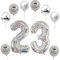 XL Folienballon 23 Geburtstag, Folienballon Zahl 23, Folienballon Zahl 23 Silber, Luftballons Zahl 23, Nummer 23 Luftballon Silber, Folienballon 32 Geburtstagsdeko Ballon Zahl 23