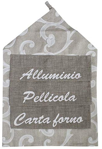 Russo Tessuti Porta Rotolo Cucina Fantasia Ghirigori B&A Alluminio Pellicola Carta Forno-Beige