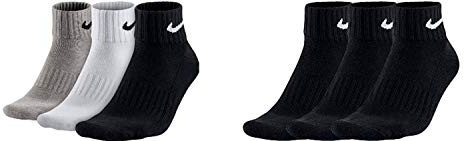 NIKE Socken Herren Damen 6 Paar One Quater Socks Kurze Socke Knöchelhoch Weiß Schwarz Gemischt (weiss grau schwarz) Größe 34 36 38 40 42 44 46 48 50, Farbe:schwarz weiß/grau/schwarz, Größe:38-42