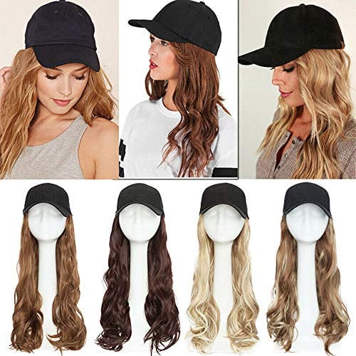 SEGO Haar Extension mit Baseball Cap Haarteil Haarverlängerungen Wig Gewellt wie Echthaar Hellbraun#12