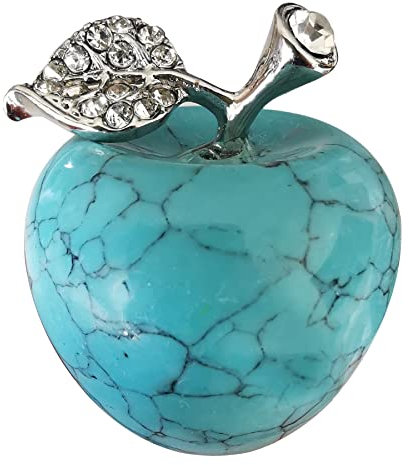 Lovionus89 Synthese Grünes Howlite-Türkis Apfel Statue, Heilung Kristall Figur Skulptur Zuhause Ornament Hochzeit Dekoration 3 cm