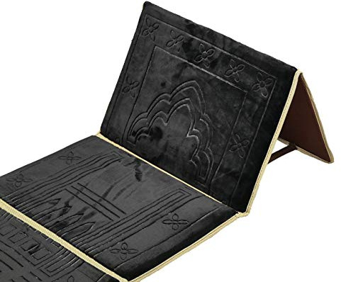 Tapis d’assise avec dossier - Tapis de prière - Avec sac de transport - Noir