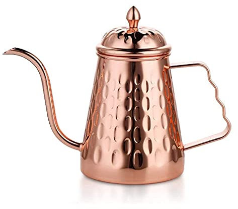 SMSOM Pour Over Kettle Gooseneck Water Kettle Hand Drip Coffee Kettle Household Hanging Ear Coffee Hand Pot -650ML, Rose Gold (Color : Gold)