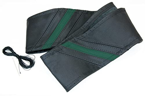 Recambo grün/schwarz Lenkradbezug echt Leder zum Schnüren Lenkrad Schoner 37-39 cm