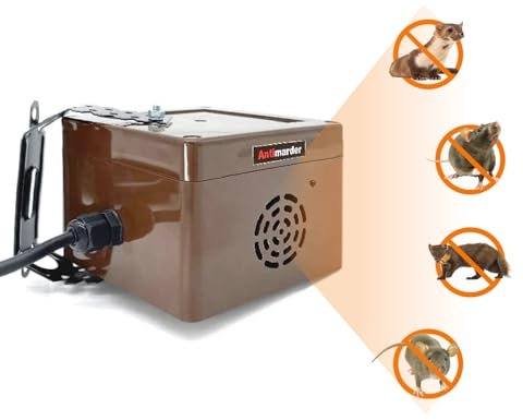 Tiervertreiber Ultraschall für Marder, Ratten, Mäuse | Einfach zu installierender Nagetiervertreiber | Hochfrequenzgerät | Reichweite bis zu 320 m2 | Schutz von Haus, Garage und Parkplatz