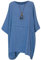 George Hilton New Italian Tops Ladies Italian Quirky Cotton Top Women Lagenlook Plain Summer Top with Necklace Tunic Dress Casual Wear 16-26 UK (Denim),One Size-XL Plus