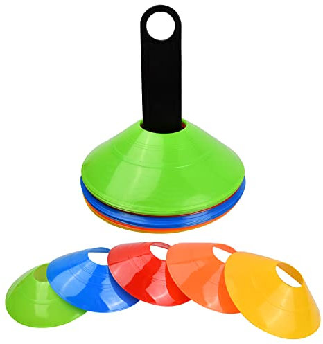 Vesaneae 20 Stück Fußball Disc Kegel, Hütchen Fussball Set, Fussball Hütchen Set, Markierungshütchen Sport Hütchen Markierungskegel für Training im Fussball, Hockey, Handball (Polychromatisch)
