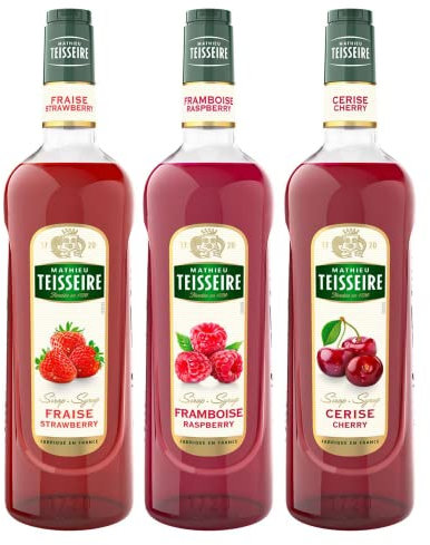 Les sirops aux fruits rouges TEISSEIRE - Fraise, Framboise, Cerise - 3x1L