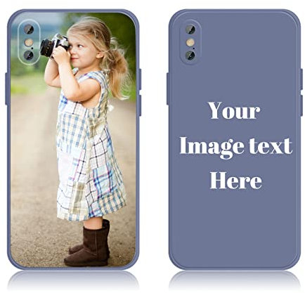 AnNengJing Custom Soft Liquid Silicone Cases Full-Body Protective Personalized Photo Name Text Logo Phone Cover for iPhone Xs Max Lavender