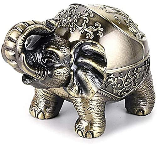 Windfester Vintage Metall Elefant Aschenbecher Schreibtisch Dekor Mit Deckel FüR Drinnen Und DraußEn BüRo Wohnzimmer