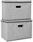 Youyijia 2 Pack Storage Boxes with Lids 45x30x30cm Large Collapsible Storage Baskets for Shelves Foldable Linen Fabric Storage Bins with Handle Cube Storage Unit for Organizing Clothes Toys (Gray)