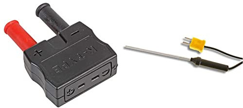 Tenma 72-14565 Thermoelement-Adapter, Typ K, ummantelt & PeakTech Typ K Stabtemperaturfühler -50 °C bis 300 °C/Langer Temperaturfühler in 75 mm Stab-Bauform mit Kabellänge, 1 Stück, TF-55