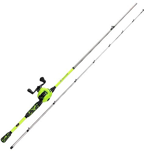 Sougayilang ZJJ Baitcaster-Ruten- und Rollenset, IM7 Graphit 2-teiliger Bait Casting Ruten mit Edelstahlführungen, 7.2:1 Magnetbremse Baitcaster Rollen für Salzwasser Süßwasserfischen-21L