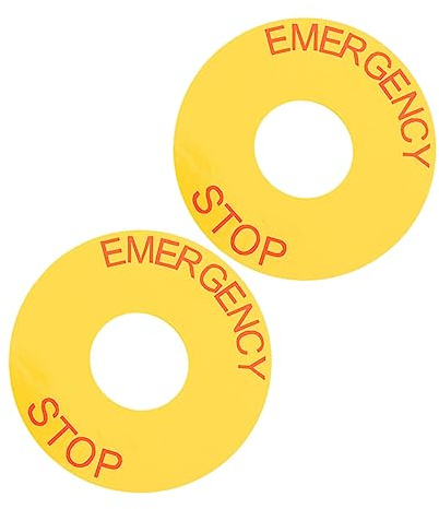 Levemolo 2 Stück Gelbe Pvc Not Stopp Aufkleber mit Starkem Klebstoff und Abriebfestigkeit für Industrielle Maschinen und Sicherheitskennzeichnung an Arbeitsplätzen