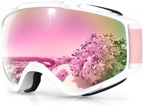 Findway Skibrille, Snowboard Brille für Brillenträger Herren Damen Erwachsene Jugendliche OTG UV-Schutz Kompatibler Helm Anti Fog Skibrillen Sphärisch Verspiegelt