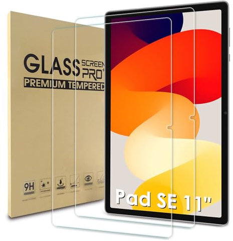 WD&CD 2 Pack Schutzfolie kompatibel mit Xiaomi Redmi Pad SE 11, 2.5D Tempered glass screen protector, 9H hardness【Anti Scratch】【Bubble Free】