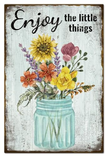GLOBLELAND Letrero de metal vintage con flores y palabras divertidas para garaje, hombre, letreros personalizados de 8 x 12 pulgadas, placa de arte para decoración de pared para el hogar, cocina, bar,