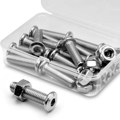 (15 Ensembles) Vis M8 x 30mm en Acier Inoxydable 304 Avec tête Plate Hexagonale et écrous - Connecteurs de Mmeubles
