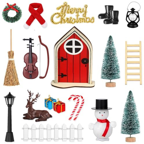 Atuoxing Puerta Elfo Navidad, Elfo Puerta Miniaturas Navidad Accesorios (A)