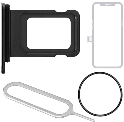 S&L ENTERPRISE SIM Card Tray Slot Holder Replacement Compatible with iPhone 11 2019 Including Waterproof Rubber Gasket and Sim Card Tray Open Pin - Black