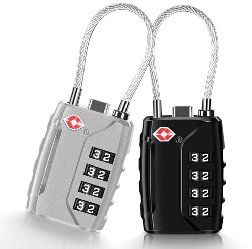 2 Stücke TSA Gepäckschlösser, 4 Stellig Kofferschloss Zahlenschloss Vorhängeschloss, TSA Schloss Mit Zahlencode für Koffer Gepäcktasche Schließfach