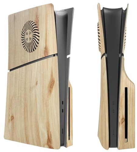 Façade pour console PS5 Slim - Coque de protection de rechange pour PS5 - Accessoires fins (version disque de couleur grain de bois)