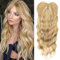 PORSMEER haarteile für dünnes haar topper, 45cm Lang Gewelltes Haarteile Synthetische Perücken-Topper für Frauen Highlight Clip In Wiglet mit Pony Haarvolumen hinzufügen(Blond)