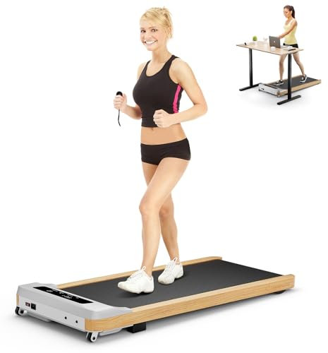 GYMAX Laufband unter Tisch, Laufmaschine mit 15 voreingestellte Programme & LED-Display, Laufmaschine mit Fernbedienung & 1-6 km/h, Jogginggerät bis 120kg belastbar, für Büro & Zuhause