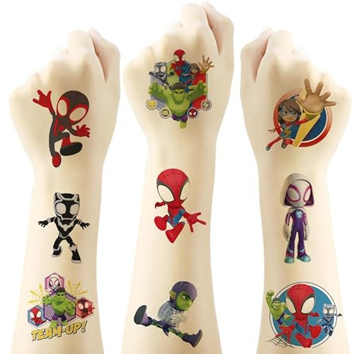 100pcs Amazing Friends Kinder Tattoos Spidey und Seine super-Freunde Temporäre Tattoos 6 Sheets