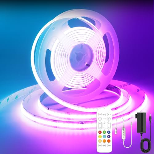 AXMOTUT Bluetooth RGB COB LED Streifen Licht 3M,Mehrfarbig Dimmbares LED Strip Light 12V,mit Bluetooth Smart APP Controller,für TV, Schlafzimmer, Heimdekoration, Party