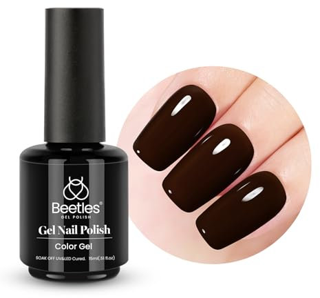 beetles Gel Polish, 1 Pc 15mL Chocolate Brown Manicure Nail Art Soak Off UV Lamp Gel Design Salon Home DIY Gifts for Women Girls-CL794-RE