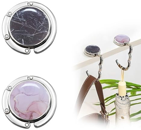 Criveple Soporte para Bolsos de Mesa, Paquete de 2, Ganchos Plegables Antideslizantes para Sujetar Bolsos de Mesa, Bolsos y Mochilas Escolares para Restaurantes, Oficinas, Escuelas