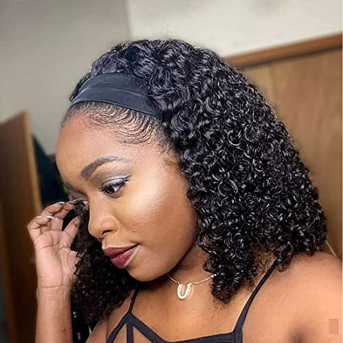 Perruque frontale bouclée, ondulée profonde, synthétique, sans colle, pour femme noire, naturelle ondulée avec bandeaux