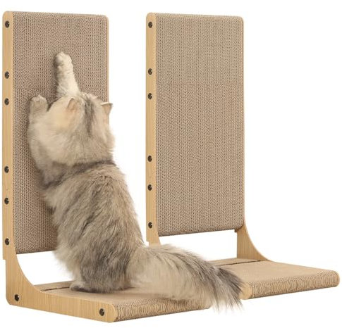 Zakkart 2-Pack Cat Scratching Board, 65cm Tall Cardboard L Shape Vertical Scratchers for Indoor Cats, Cat Scratching Post for Wall and Couch, Large
