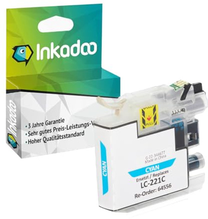 Inkadoo Kompatibel Tinte für Brother LC-221 MFC-J 1140 W, MFC-J 480 DW, MFC-J 680 DW, DCP-J 562 DW, MFC-J 880 DW, MFC-J 1170 DW, MFC-J 1150 DW, MFC-J 1180 DWT, MFC-J 1100 Series