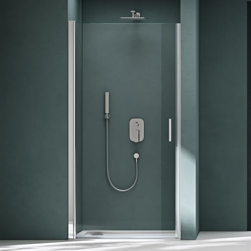 Mai & Mai Duschtür Drehtür Schwingtür 85x195cm Nischentür Dusche Klarglas | Duschabtrennung Duschkabine 6mm ESG-Sicherheitsglas mit Hebe- und Senkmechanismus Teramo24K