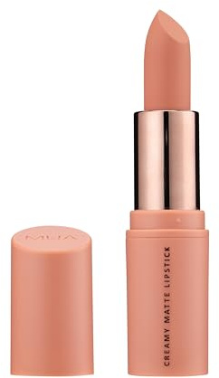 MUA Creamy Matte Lipstick, Highly Pigmented, Super Nude (Pack of 1) | Light Pink Toned Nude, Creamy Matte Texture, Versatile for All Skin Tones, Vegan & Cruelty Free