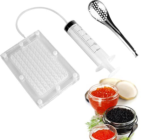 Kit de gastronomía molecular - herramientas de, conjunto culinario | Sin desvanecimiento de silicona de policarbonato, jeringa de cuchara de colchera de salsa de lámpara de 100 hoyos para técni