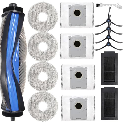 DianSung accessoires pour Ecovacs Deebot T50 Pro Omni,T50 Omni aspirateur rechange, 1 Brosses à rouleau + 4 chiffon + 4 sac à poussière + 4 brosses latérales + 2 filtres