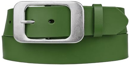 Zakatte • Damen schlichter Gürtel aus Leder F12 (Grasgrün, 90 cm)