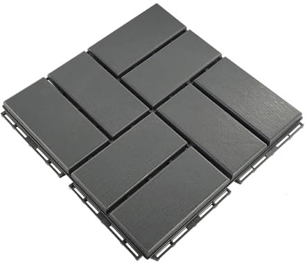 11 piastrelle per terrazze in plastica, 30 x 30 cm, 1㎡, in tessuto composito, con piastrelle a scatto antiscivolo, per esterni, balcone, giardino, veranda (grigio, 30 x 30 cm, 1 m²)