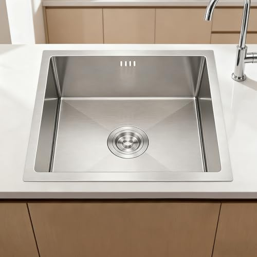 50x45cm Fregadero de Cocina bajo Encimera o Sobre Encimera Acero Inoxidable 304 - Fregaderos Un Seno con Filtro de Drenaje - Profundidad de 22 cm - Lavabos Multifunción