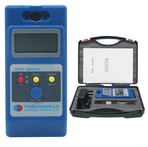 WT10A Gauss-Messgerät 0-2000mT mit Ns-Funktion - Handheld-Digital-Magnetfeldtester für Gleichstrommotoren, Lautsprecher, Permanentmagnete, Reste