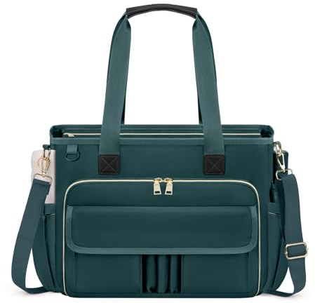 RAINSMORE Lehrertasche Damen Groß 15.6 Zoll Laptoptasche Arbeitstasche | mit Isolierter Tasche für Krankenschwester, Uni Tasche für Schule Büro Business Schwarz