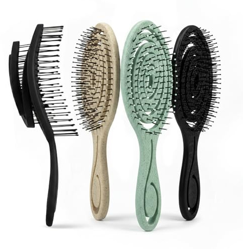 Haarbürste Entwirrbürste Stylingbürste Lockenbürste Detangler Ergonomischer Griff Kopfmassage Schwarz 1 Stück